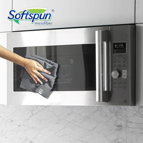 Image of SOFTSPUN Microfiber Cleaning Cloths, 5pcs 30x30cms 340GSM Grey! Highly Absorbent, Lint and Streak Free, Multi-Purpose Wash Cloth for Kitchen, Window, Stainless Steel, Silverware.
