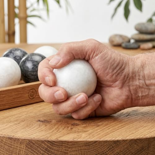 OFFSCH 石製の装飾球 家の装飾用のボウルフィラー耐褪色性耐摩耗性備えたモダンかつファームハウススタイルのセンターピースや陳列棚に最適な球状オーナメント 4個セット [4]