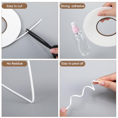 Image of Tatuo 2 Rolls Double Sided Foam Tape PE Foam Tape Sponge Soft Mounting Adhesive for DIY Craft Picture Poster Hanging(1 /8 Inch by 33 Feet,White)