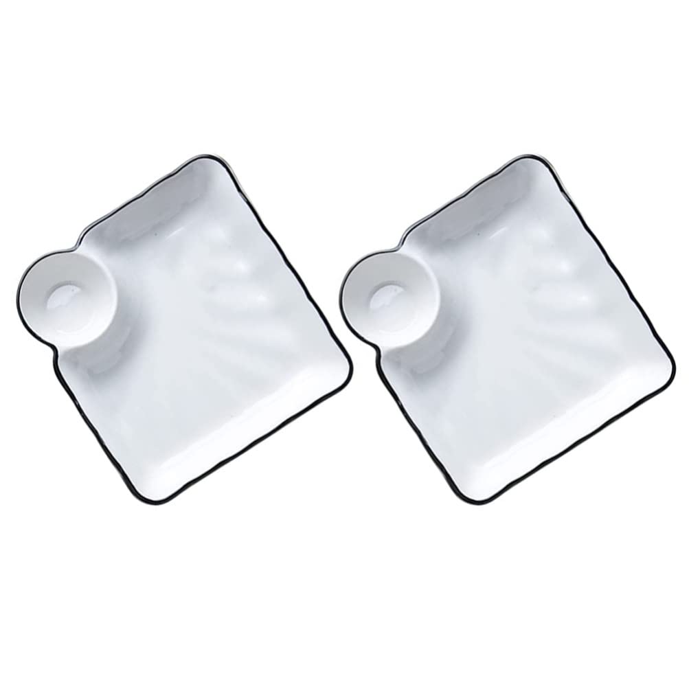 Hemoton Assiettes avec soucoupe : 2 assiettes à sushis, plateau de service, assiette à raviolis, plat à assaisonnement, plat à sauce, assiette pour fruits, apéritif, dessert