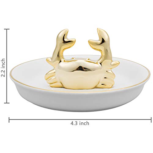 MyGift Golden Crab Ring Holder Ceramic Jewelry Dish - Image 4