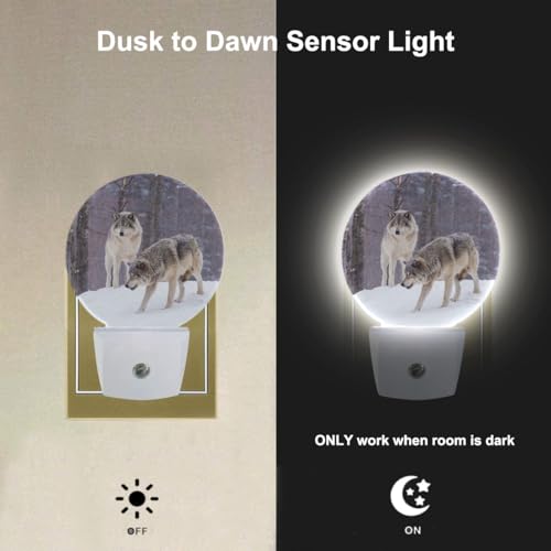 Image of EKOBLA Wolf Night Light, Howling Wolf in Forest Wildlife Night Lights Plug Into Wall with Dusk to Dawn Sensor for Bedroom and Home Decor