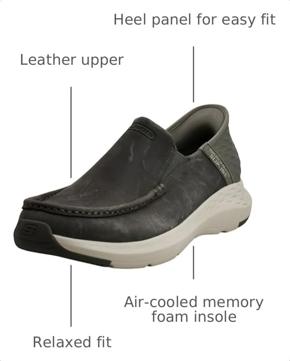 Image of Skechers Men's Parson Oswin Loafer | Casual, Slip-ins, Relaxed Fit, Air-Cooled Memory Foam, Leather
