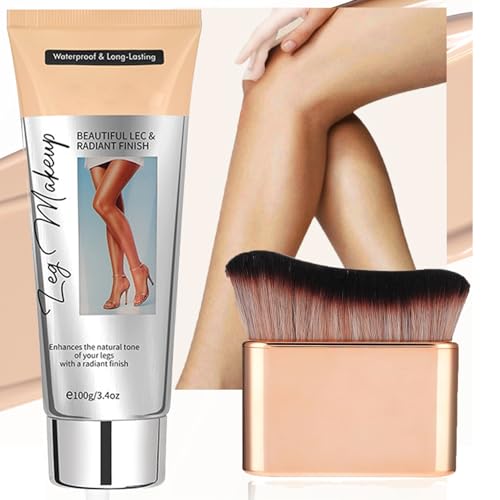 Natural Leg Makeup With Brush,Leg Veins Cover up Makeup for Varicose Imperfections,Flawless Looking Legs,Full Concealer,Water Resistant Transfer Proof 100ML Medium Shades