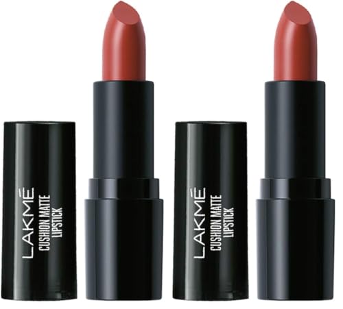 Image of Lakme Forever Matte Lipstick, Waterproof, Non Drying, Creamy Matte Bullet Lipstick Made With French Rose Oil Extracts, Pink Candy, 4.5g (Pack of 2)