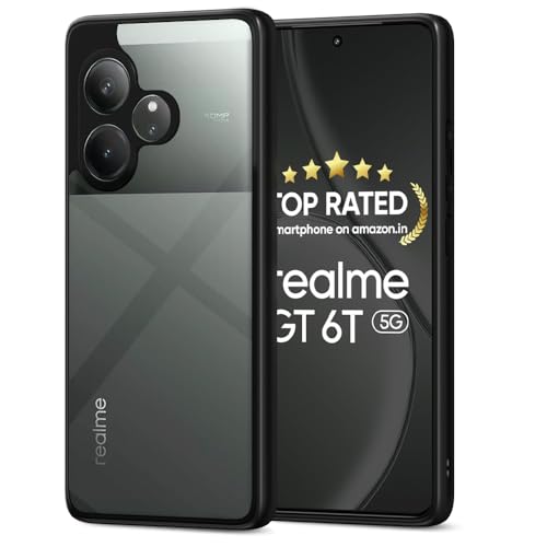 Image of Amazon Basics TPU+PC Back Cover for Realme Gt 6T 5G | Shockproof Sleek Hybrid Armor Bumper Case (Black)