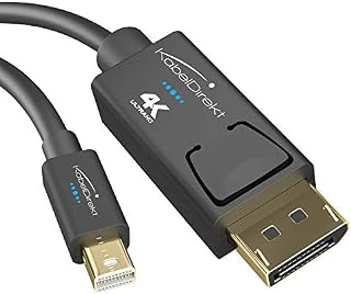 KabelDirekt  4K Thunderbolt Cable/Mini DisplayPort to DisplayPort Cable  1m  with special A.I.S. shielding in DisplayPort connector, Mini DisplayPort/Thunderbolt 1 & 2 for PC, laptop & Mac