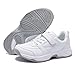 PolarPals Boys Girls White Tennis Shoes Leather Running Sneakers Hook & Loop Kids School Cheer Shoes Size 3 Big Kid