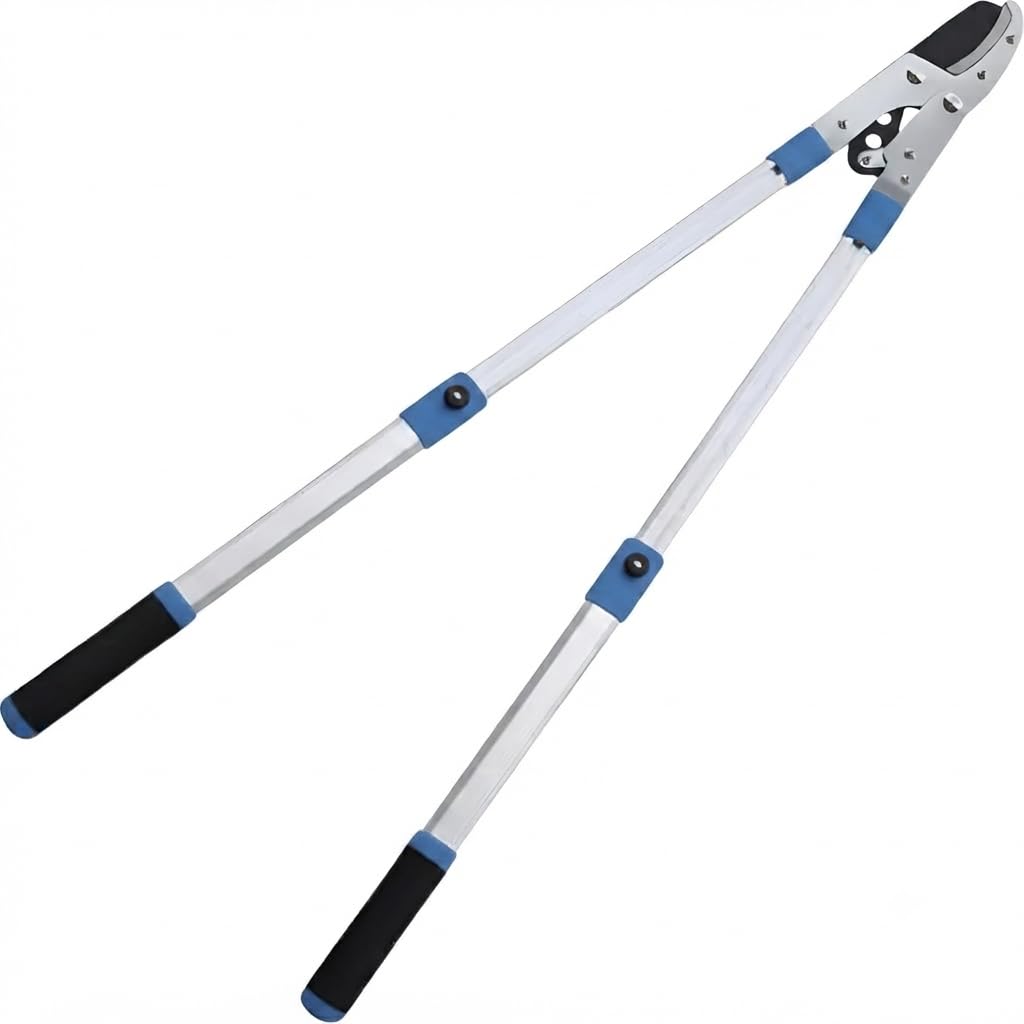 NTEK Telescopic Ratchet Anvil Loppers—HeavyDuty Extendable Garden Loppers with Sharp C50 Blade—Tree Branch Cutter & Pruner—Lightweight Telescopic Handles with Labor-Saving Ratchet Mechanism (RED)