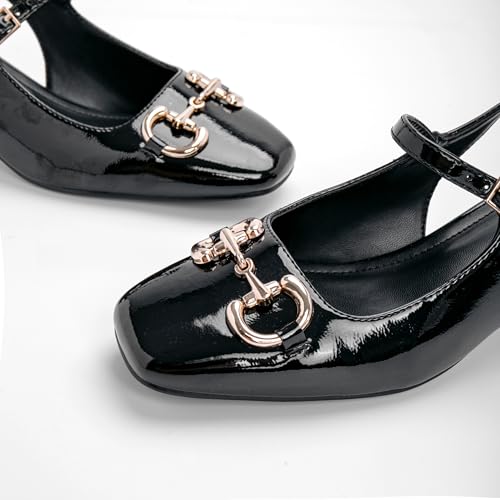 Slingback Mary Janes Shoes Women Closed Square Toe Pumps Low Chunky Heel Shoes with Buckle Ankle Strap Casual Party Dessy4