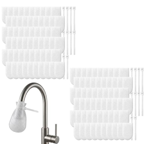 GWZTIO 100 PCS Faucet Filter Cotton Bag 100 Filter Bags with 20 Straps for Kitchen Faucet Multi-Layer Filtration for Sediment and Rust Reduction Softened Water Flow for Daily Household Use