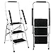 Escalera Plegable de 3 escalones con barandilla, Taburete Portátil de Acero, Antideslizantes, admite hasta 150 kg, para Cocinas, Casa, Exteriores, Adultos