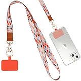 DIMENSIONES: La longitud del cordón es de 45 cm; El ancho del cordón es de 2 cm ； Parche: 5,8 cm x 3,8 cm x 0,7 mm （Largo x Ancho x Espesor); es súper práctico, porque la longitud del cordón es adecuada para sostener el teléfono en su lugar en el pecho; el ancho del cordón distribuirá mejor la fuerza, a diferencia de otros cordones finos que causan molestias alrededor del cuello.