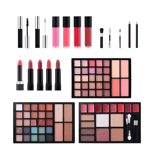 Kit Inicial de Maquillaje, Paleta de Sombras de Ojos y Barra de Labios, Set de Cosméticos, Barra de Labios Lápiz de Cejas Máscara de Pestañas para Adolescentes Amantes del Maquillaje y Principiantes