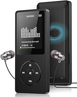 64GB MP3 Player with FM Radio and Voice Recorder, Ultra Slim Music Player with Video Play Text Reading and Build-in Speaker Support up to 128GB, Earphone Included (Black)