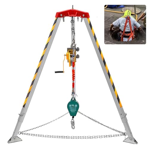 Oracra Rescue Tripod Confined Space Tripod Kit with 1200 Lbs Winch, Aluminum Fire Rescue Tripods for Emergency, 49 Ft Fall Protection Lifting for Sewage Wells