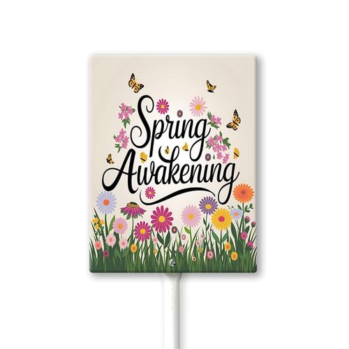Bidesign Garden Decor for Outside, Spring Awakening Decorative Garden Stakes for Spring Decorations,Yard Sign Art Stakes for Outdoor Lawn Backyard Porch 8x12Inch