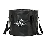 Baiao Collapsible Bucket 5 Gallon, Portable Collapsible Bucket with Handle, Folding Water Container for Fishing Camping Beach Hiking Home Travel Car Washing(Black 20L)