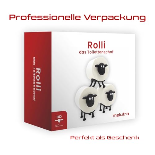 Rolli das Toilettenschaf - Toilettenpapierhalter für 38 und 42mm Rollen - Schaf - Toilettenrollenhalter (3er-Set)