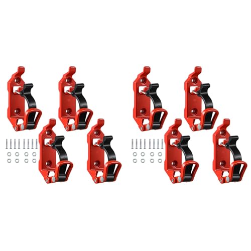 Bloepum Shovel Mount for Roof Rack, Metal Rubber Clamps, Wall Mounting Brackets, Quick Release Holder Mount Kit(8 Pcs) Red