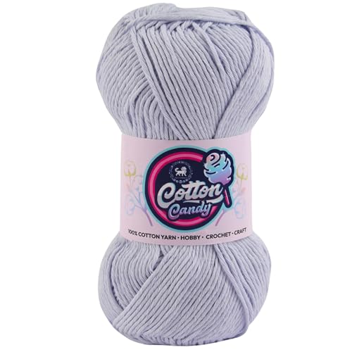 Image of NESTNHAVEN Cotton Candy 100% Cotton Yarn - (100g, 185 Meters) - Luxury Yarn for Crochet, Amigurumi, Embroidery, Toys, Garments, Flowers and Hobby, Projects. (Light Grey) | (400 Gm)
