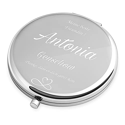 Persönlicher Taschenspiegel Mit Lasergravur – Handlicher Edelstahl-Spiegel Für Make-up Unterwegs