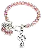 ChubbyChicoCharms Keto Life with Avocado Splash of Color Crystal Bracelet. Lavender Purple Crystals with Iridescent Colors. Diet, Health, Lifestyle Charm Bracelet