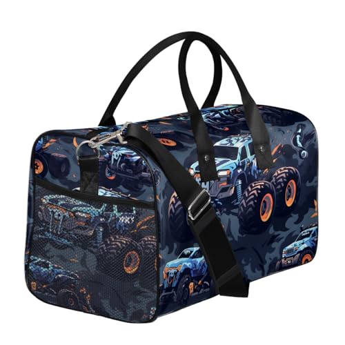 Monster Truck Travel Duffle Bag for Women Men Foldable Waterproof Weekender Bag Carry on Tote for Overnight Sports Gym Monster Truck3