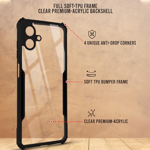 Image of Jkobi Hybrid Back Cover Case for Samsung Galaxy M17e (Shockproof with Polycarbonate Clear Panel | Professional Black)