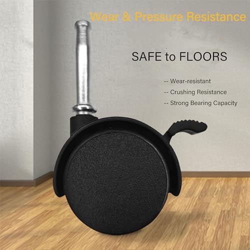 Yeweke YEWEKE0012 Swivel Stem Casters 2 Inch Casters Wheels With Brake 5/16"X1 1/2 Inch (8X38Mm) Nylon Furniture Casters thumb #3