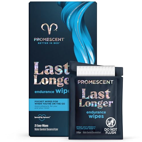 Promescent Delay Wipes Sexual Enhancer for Men to Last Longer in Bed Extended Climax Control with Benzocaine for Male Genital Desensitizing - Increase Duration Performance and Stamina (21 Count)