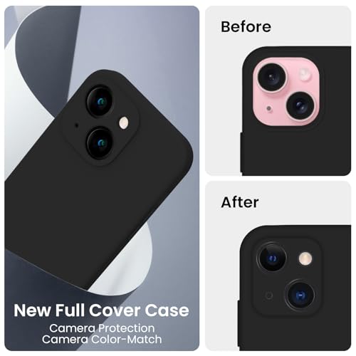 Image of FireNova Designed for iPhone 15 Case, Silicone Upgraded [Camera Protection] Phone Case, Soft Anti-Scratch Microfiber Lining Inside, 6.1 inch, Black