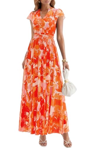PRETTYGARDEN Women's Floral Short Sleeve Summer Maxi Dresses 2026 Ruffle