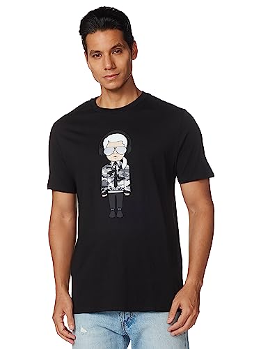 Karl Lagerfeld Paris Reflective T, Karl Character with Headphones Short Sleeve Crew Neck Men’s Shirt