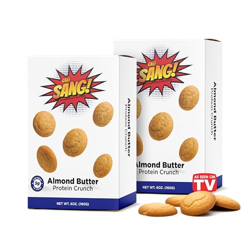 CHEF SANG! Almond Butter Protein Cookie | 5g Protein | Zero Artificial Flavors | Sweet Protein Dessert | Non-GMO | Crunchy &amp; Flavorful | 6oz (Pack of 2)