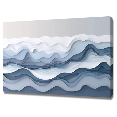 Poster mural de luxe avec cadre motif géométrique vagues en relief