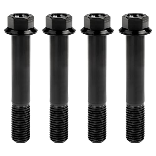 Image of Titanium Bolt Hex Small Flange Head M12x70mm Pitch 1.5, Black | 30 35 40 45 50 55 60 65 70 75 80 85 90mm 1.25 /1.5mm Pitch Screws for Motorcycle Car Modification Pack of 4