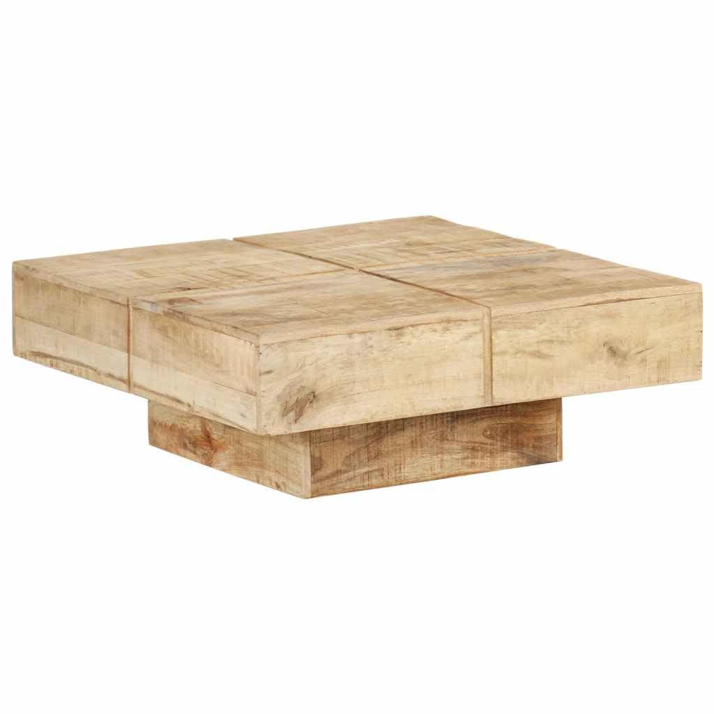 Table basse manguier massif 80x80 cm, design rustique haut de gamme