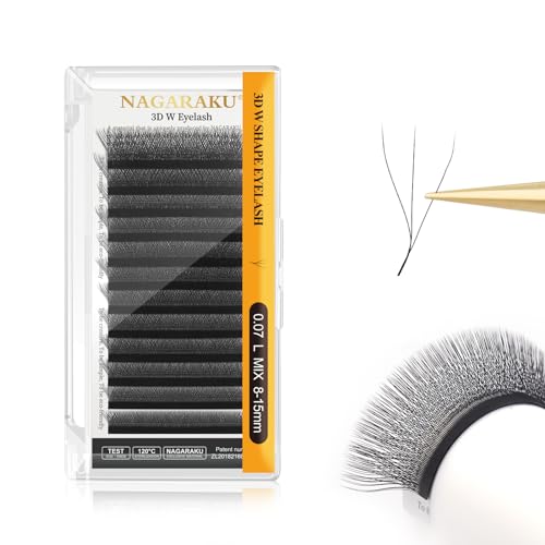 NAGARAKU 3D W Premade Fans Lash Extensions 0.07 L Mix 8-15mm Matte Black