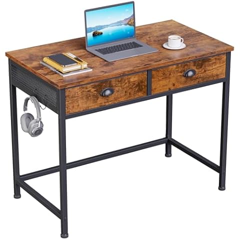 Furologee Computer Desk with 2 Fabric Drawers Cover