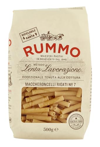 Rummo Maccheroncelli Rigati No. 7 Ridged Italian Pasta Masterfully Crafted for Maximum Sauce Absorption & Richness 500 g (Pack of 1)