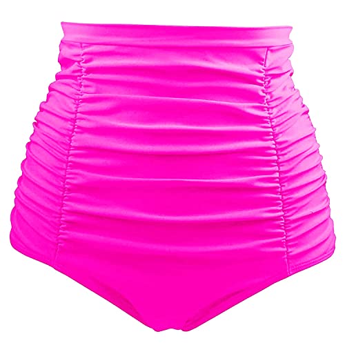 Image of Tempt Me Women's High Waisted Swimsuit Bottom Tummy Control Ruched Bikini Bottom Vintage Swim Bottom Tankini Briefs