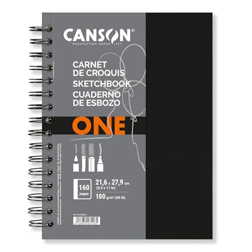 CANSON One - Carnet de croquis spiralé 160 pages - 21.6 x 27.9 cm - 100g/m²