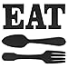 EAT Letter Sign + Fork Spoon Wall Hanging Sign,Large Wooden Letters for Kitchen Sign Dinning Room Restaurant Coffee Shop Wall Mounted Decoration (Black)