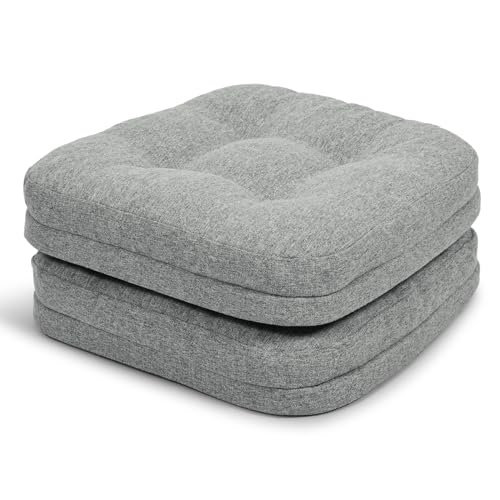 TANYOO Chair Pads for Dining Chairs 2 Pack, Tufted Memory Foam Kitchen Seat Cushions, Non-Slip Dining Chair Cushions with Ties, 42x41x7cm, (2, Grey) - Cosy Home Interiors TANYOO Chair Pads for Dining Chairs 2 Pack, Tufted Memory Foam Kitchen Seat Cushions, Non-Slip Dining Chair Cushions with Ties, 42x41x7cm, (2, Grey)