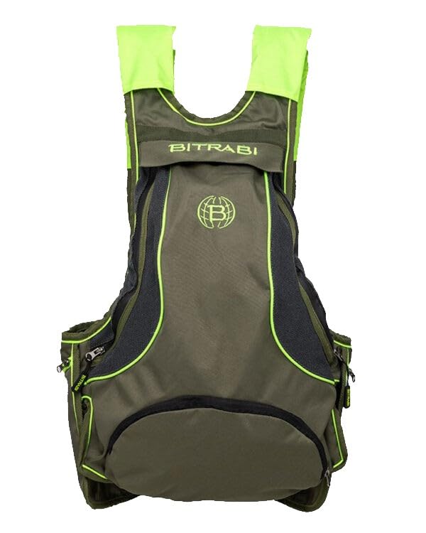 Zaino trisacca Gilet da Caccia Trio PRO, Fuzione Gilet, Zaino e Trisacca, Tasche Capienti e Multifunzionali, Verde e Giallo Fluo