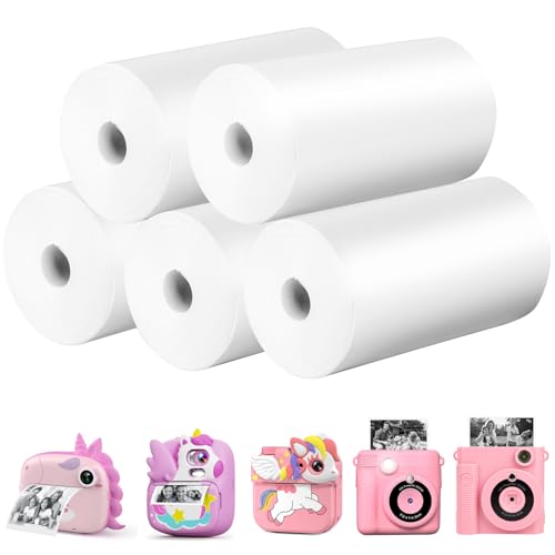 5 Rolls Kids Camera Print Paper Refill Kids Instant Print Camera Photo Papers Compatible with Most Children Instant Print Camera 2.2Inch BPA Free
