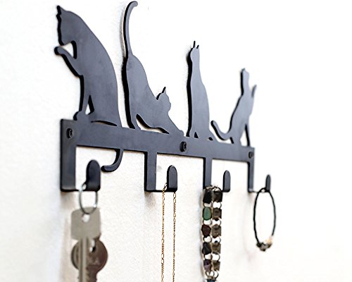 Stur-De Key Holder For Wall - Rustic Key Hooks For Wall For Hanging Accessories, Key Hanger For Wall For Farmhouse-Style Homes - Iron Wall Key Holder, Cats Key Rack For Wall - 14.75 X 5.5 X 1 Inches #TOP1