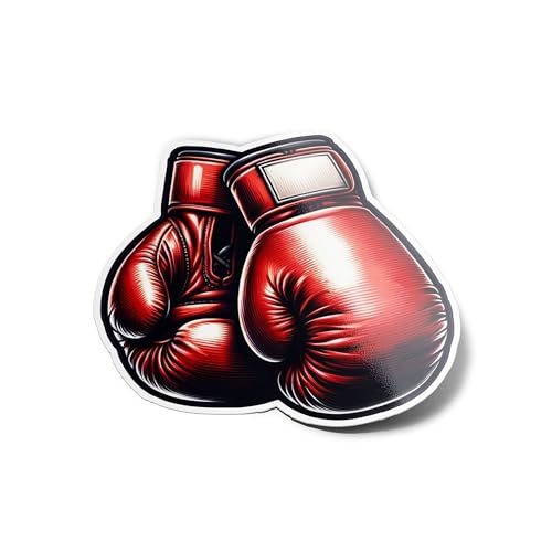 Pack AUTOCOLLANTS STICKERS Gants de Boxe Rouge en Vinyle - Haute Durabilité, Résistant à l'Eau et aux UV, Décoration Sportive Idéale Sport de combat anglaise boxeur...