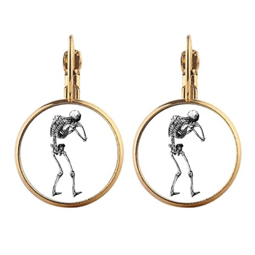 Boucles d'oreilles squelette dorées à clipser pour oreilles non percées